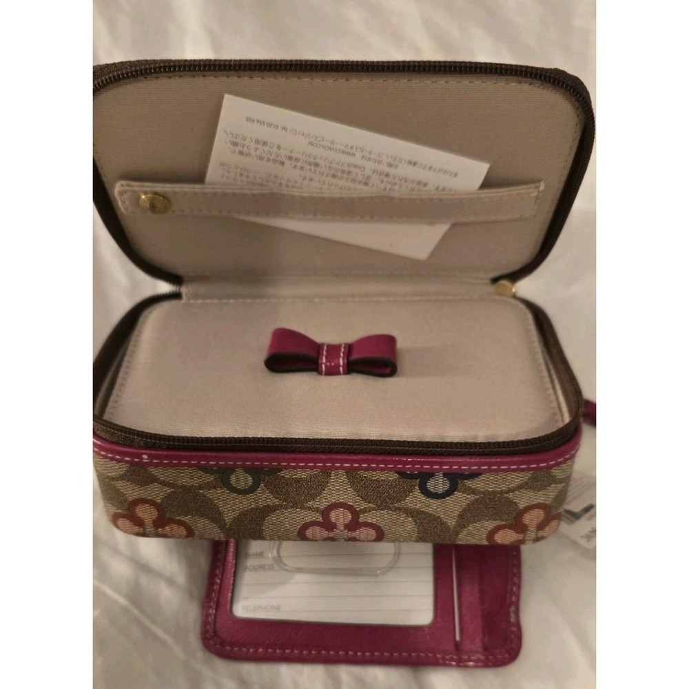 NWT, Coach Jewelry Box & Coin Purse Set‎ In Pink & Brown Signature Leather - Picture 3 of 5